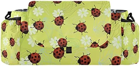 Sinestour Ladybugs Жълто Цвете Органайзер за Колички с Подстаканником Универсална Чанта-Органайзер за Колички