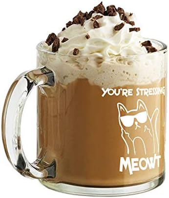 Да се подчертае Кошачью чаша Meowt - Кафеена чаша е от прозрачно стъкло на 13 грама - Кафеена чаша за любителите