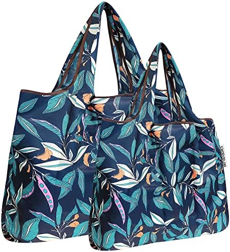 Сгъваема Найлон Множество чанта за пазаруване Bowbear (комплект от 2 теми), Цветен Букет Сив цвят
