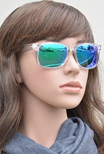 PZ - Поляризирани Квадратни Слънчеви Очила В Прозрачни Рамки За Жени И Мъже - Цветни Огледални Лещи Със Защита