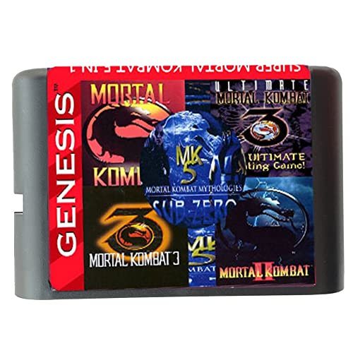 Игри касета Lksya 5 в 1 с Mortal Kombt 1 2 3 4 5 за SEGA GENESIS MegaDrive, 16-битова Игра касета
