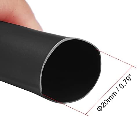 Свиване Тръба uxcell Диаметър 20 mm 34 mm Плоска Кабелна Втулка 4:1 за Кабел за предаване на данни 1.5 m Черна