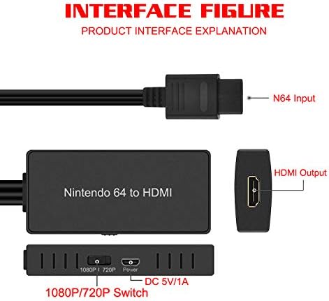 Конвертор Azduou N64 в HDMI Преобразува видео игра конзола N64 на сигнал HDMI Лесно Включва конзола за игри