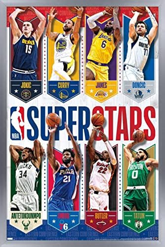 Плакат на стената Trends International NBA League - Superstars 22, 14,725 x 22,375, Версия в сребърна рамка
