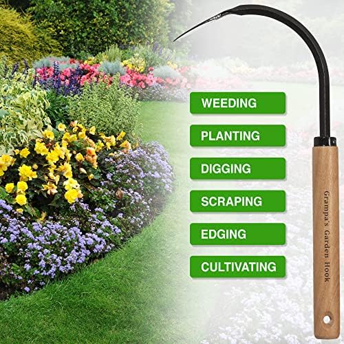 Grampa's Garden Hook - Инструмент за отстраняване на плевели и ръчен лост за градинарство - Гъвкав инструмент,
