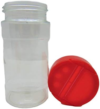 Голяма прозрачна пластмасова банка-контейнер за подправки обем 8 унции с червен капак - Комплект от покрива