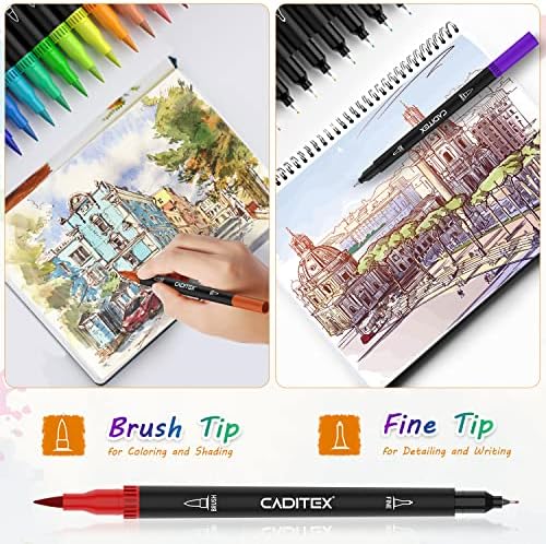 Маркери за Colorization възрастни - CADITEX 100 Цвята, Двойна Четка, Комплект Тънки Маркери за рисуване на Художника