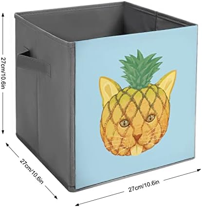 Кубчета за Съхранение на Ананасовых котки с Дръжки, Сгъваем Текстилен Кутии, Кошници за Организиране на Рафтовете на Шкафа