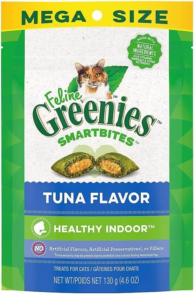 (3 опаковки) Greenies Котешки SMARTBITES Healthy Здравословен за помещения, риба Тон, 4 грама, с 10-каратными