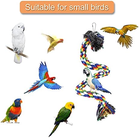 Убежища за птиците WishLotus, папагал, цветни играчки-люлка на въже за катерене, поставка за папагали с камбана