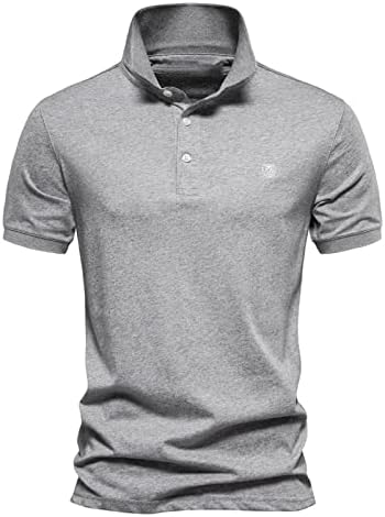 Мъжки ризи за голф Класически Намаляване С Къс ръкав, Тениски Henley, Поло с яка-лацканом и Бутони, Спортни