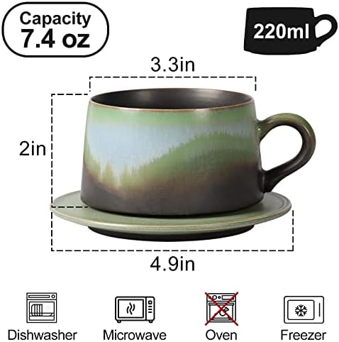 Кафеена Чаша Focraemug, Чаша за зелен чай за офиса и дома, чашата за Кафе с обем 7,4 унции с дръжка и табела,