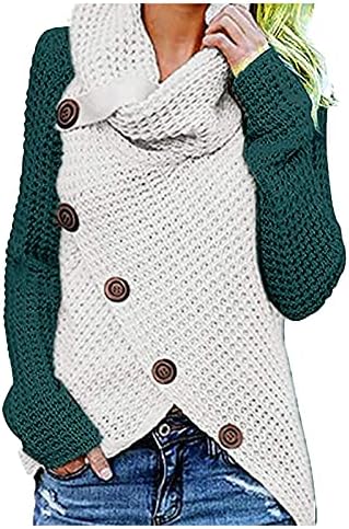 Yokwi 2022 Дамска Мода Есен-Зима, Дълъг Ръкав, Копчета На Нередовен Вязаный Пуловер