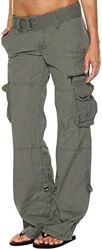 Uillui Женски Широки Панталони-карго със средна талия, Ежедневни Модни Панталони-Парашут Свободно Намаляване