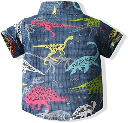 Риза с принтом Динозавър и животни За най-малките Момчета, Хавайски Ризи с копчета, Алоха, Празнична Рокля С