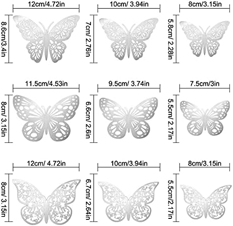 Luxbon 3D Стикери за стена с Пеперуди, 36 бр. Подвижни Метални Стикери за стена с Пеперуди, Стикер за Хладилник,