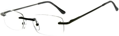 Тънки очила за четене Simplicity без рамки за мъже и Жени (Оръжеен метал + 1,00)