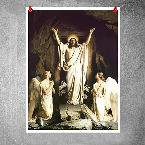 Католически Плакат с Исус, Изображение на Християнския Бог, на Наблюдателя На Възкръснал Господ Ангела, Стенно