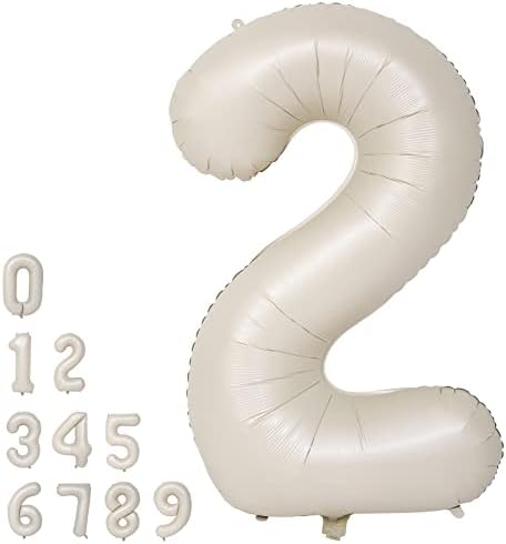 40 Инча Номер 2 Балони Кремаво-Бял Гигант Огромен Брой Балон От Фолио Рожден Ден Украси За Сватба 2023 Годишнина