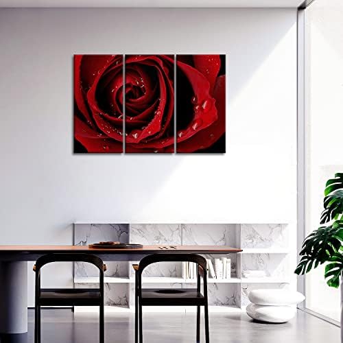 Стенни Художествена Картина с принтом на платното за Домашен интериор, Предната Червена Роза, Пищен Свеж Цвят,