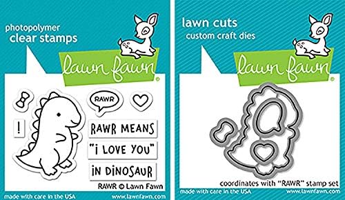Комплект от прозрачни печати и печати Lawn Fawn RAWR LF1555 LF1556 (комплект от 2 теми)