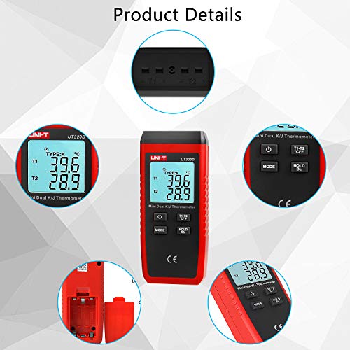 Термопара тип UNIT K/J, Двоен Термометър Мини-Безконтактен тип, Дигитален Термометър-широк диапазон от Минус