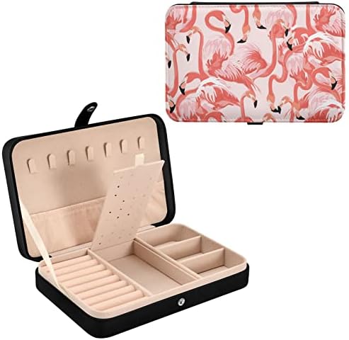Розово фламинго цвете пътуване бижута PU кожа преносим бижута кутия за бижута организатор на пътуване малка