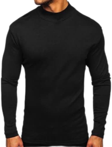 Поло Мъжка Риза с Дълъг Ръкав Slim Fit Лек Пуловер Основни Ризи Топ Оформление Turtlenecks за Мъже Памучен Майк