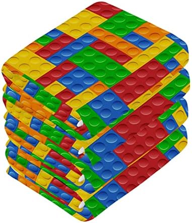 Гъба WELLDAY Building Colorful Blocks, 2 Памучни Салфетки с размери 12 X 12 см, Добре Абсорбиращи и Меки Кърпи