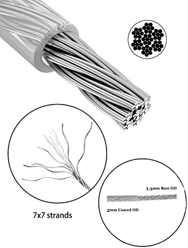 Комплект за телена решетка TooTaci / Тежкотоварни Тел за рисуване, Кабелен Въже на 50 метра и с покритие от