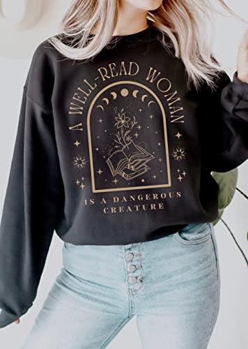 Пуловер в стил Бохо Начитанная жена - опасно Създание е Забавна Подарък тениска от автора Книги