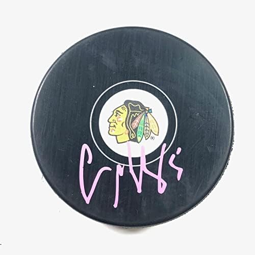 Хокейна шайба, с автограф Коннора Мърфи PSA / ДНК Чикаго Блекхоукс с автограф - за Миене на НХЛ с автограф