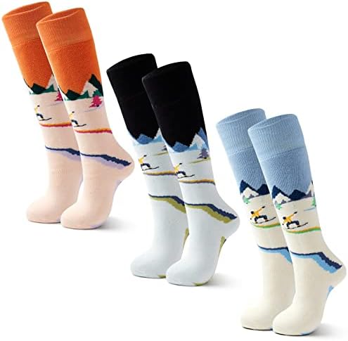 Qterdiz Ски Чорапи За Момчета Зимни Топли Сноубордические Чорапи за Момчета и Момичета, Дебели Минерални Чорапи