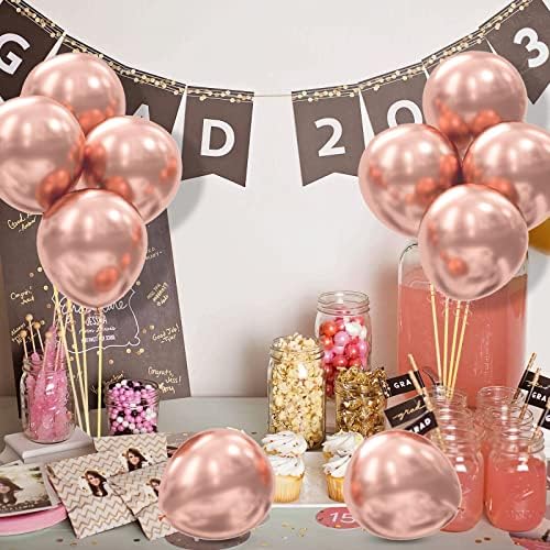 Украса за парти с балони от розово злато - 62 бр. Комплект украси от балони от Розово Злато с Панделки за Момичета,