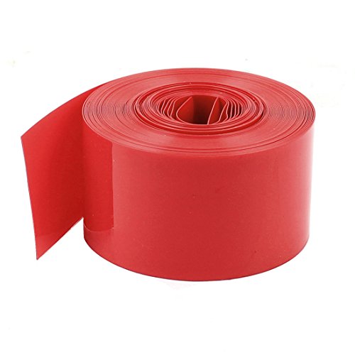 uxcell 16 фута, 5 М Дължина 23 мм Плоска Широчина Червена PVC Свиване Тръба Амбалажна Хартия Свиване на Капака
