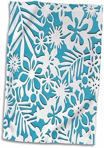 Кърпи 3dRose Florene с абстрактно цветен модел - Хавайски Бяло и Тюркоазено, с цветен печат - (twl-40797-1)