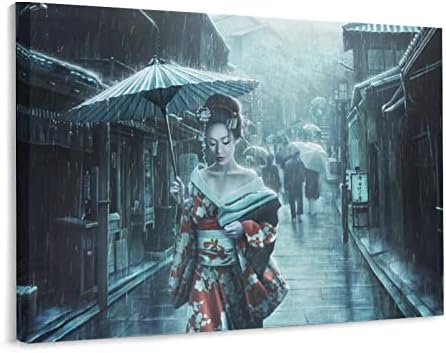 Японската Гейша Уличен Чадър Плакати Платно Стенни Артистични Щампи за decor Декор на Стая Декор Спални Подаръци