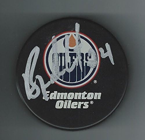 Брайън Марчмент подписа шайбата Едмънтън Ойлърс - за Миене на НХЛ с автограф