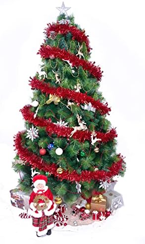 Redrubbit 26,2 Фута Коледна Мишурная Венец с Декор във формата на Звезди и Луната, Дебели Блестящи, Меки Вечерни