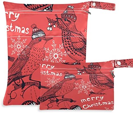 ZZXXB Весела Коледа Cardinal Bird Водоустойчив Влажна Чанта за многократна употреба Текстилен Влажна Пелена