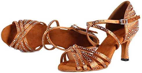 Женски обувки за латино танци HIPPOSEUS с пайети, Обувки за балните танци, Танго, на висок ток 7,5 см, Модел