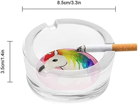 Rainbow Unicorn Кръгли Стъклени Пепелници Титуляр за Портсигара Скъпа Пепелник За Пушачи