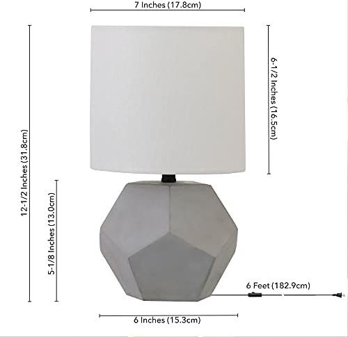 Мини лампа Henn&Hart височина 12,5 инча с Филтър абажуром от бетон /Бяло, Малка Лампа за Спални, Писмено плот