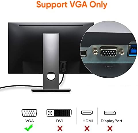 CableCreation Кабел USB 3.0 VGA 6 метра, на 15-пинов адаптер USB-VGA 1080P при 60 Hz, с вграден драйвер поддържа