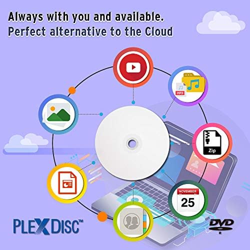 PlexDisc 632-215-BX DVD-R обем 4,7 GB с 16 пъти бяла повърхност за мастилено-струен печат, център за печат - кутия за торта от 100 броя (FFP), 100 диска