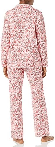 Жена Фланелевый Пижамный комплект Essentials с дълги ръкави и копчета Отпред и панталони