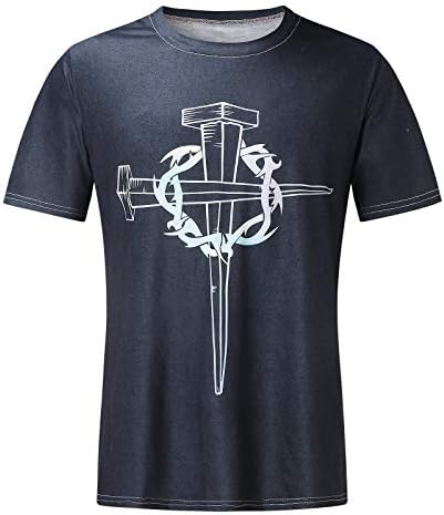 Мъжки Нови Ризи С 3D Принтом на Исус на Кръста на Вярата, Тениска с Къс ръкав, Реколта Графични Тениски, Улични
