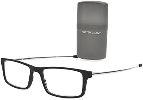 Очила за четене Foster Grant Gino Classic Folding Foldable Bridge Правоъгълни, Черни +1,50