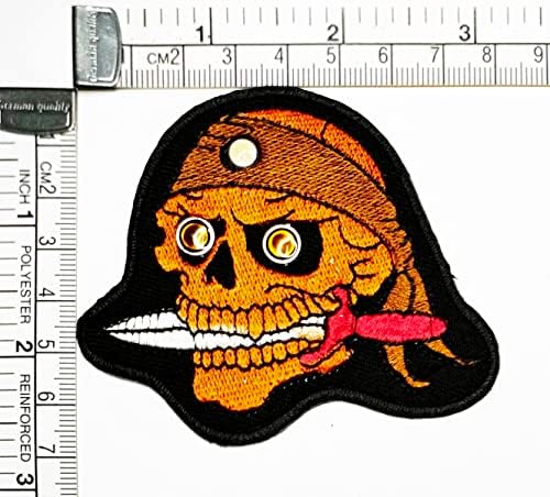 Kleenplus 3 бр.. Пиратски череп, меч, мультяшная модерен оранжев нашивка, стикер, ленти за бродерия, апликация