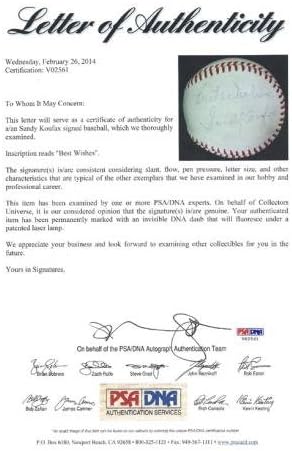 Санди Куфакс С автограф NL Baseball Los Angeles Dodgers най-Добри пожелания на Vintage Слот дни Подпис PSA /
